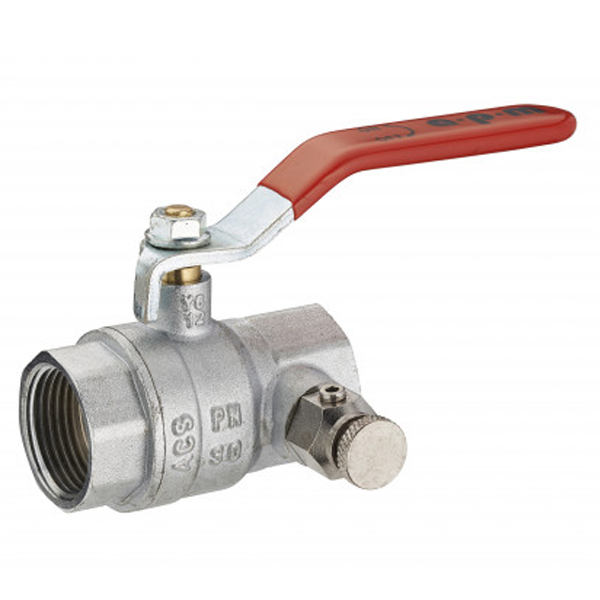 Vanne à boisseau double femelle à manette avec bouchon de purge 1/2" (15x21)