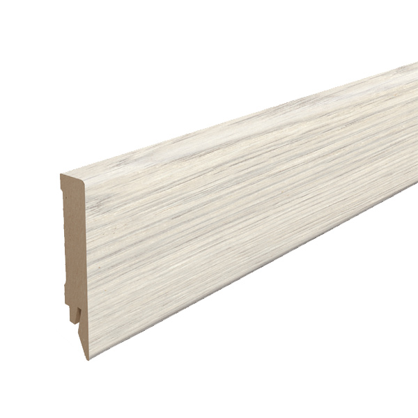 Plinthe MDF pour parquet stratifié Egger - Hauteur 80 mm - Ép.14 mm - Longueur 2,40 m - Chêne de Brook Blanc