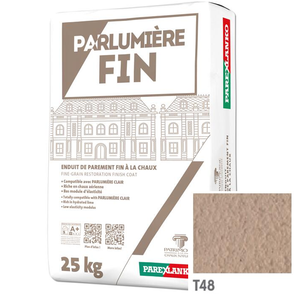 Enduit de parement à la chaux à grain fin Parexlanko Parlumière - Teinte T48 - Sac de 25 KG