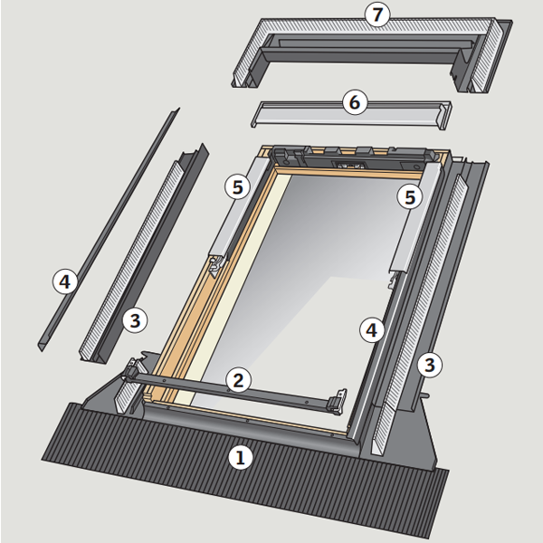 Raccord de rénovation sur tuile Velux EW6000 avec isolant pour fenêtre de toit CK02 de 55,0 CM x 78,0 CM