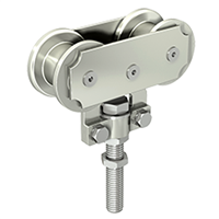 Monture sur chant vis M14 longue galets acier pour rail 62x55 - Lot de 2