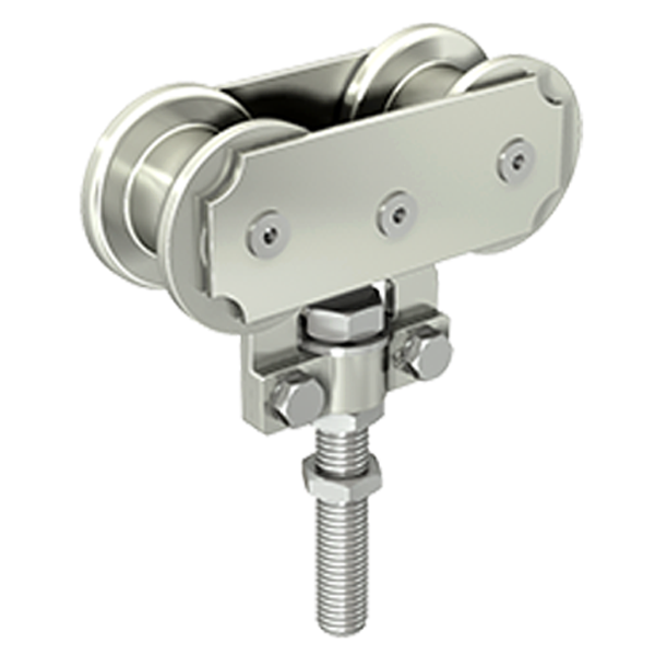 Monture sur chant vis M14 longue galets acier pour rail 62x55 - Lot de 2