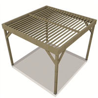 Pergola bois indépendante à toit plat - Pin traité Classe 4 vert - en kit - 3 x 3 m - hauteur 2,20 m