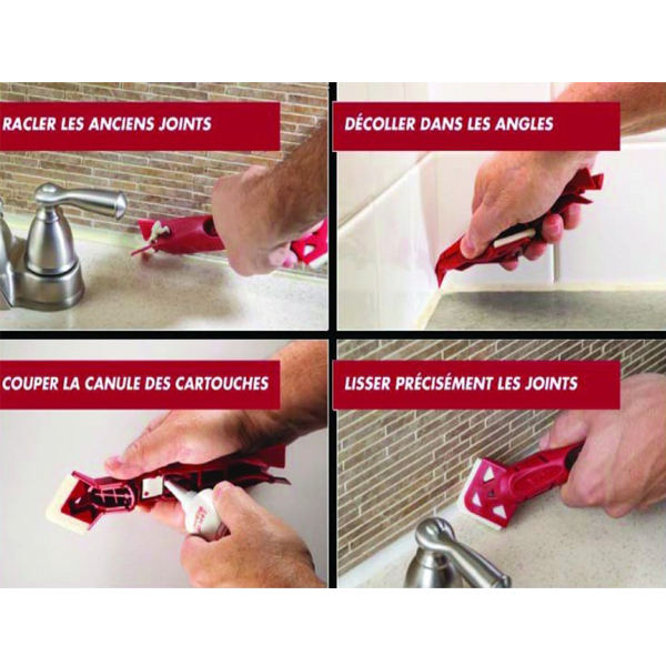 Spatule de lissage pour joints de mastic - Outil 4 en 1 - Rac'Liss Hyde Theard