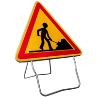 Panneau de chantier AK5 Classe 1 - Signalisation temporaire travaux sur pieds  - 700 mm