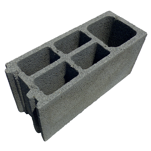 Bloc béton poteau à emboîtement 500 x 200 x 250 mm - B60 - 3 parois 5 trous