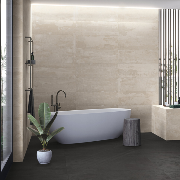 Faïence murale rectifiée effet béton Hoss - 30,0 cm x 90,0 cm - ép. 8,80 mm - coloris Taupe mat