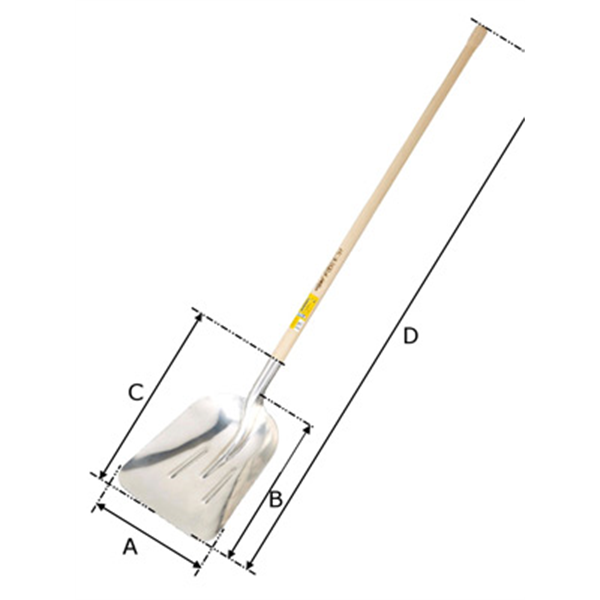 Pelle à neige aluminium extra creuse 37x42cm emmanchement bois droit 120 cm