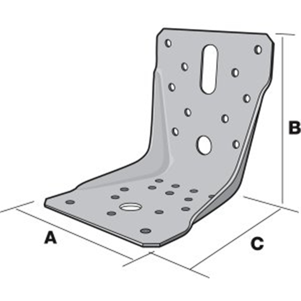 Equerre renforcé en acier galvanisé de 60x89x89mm