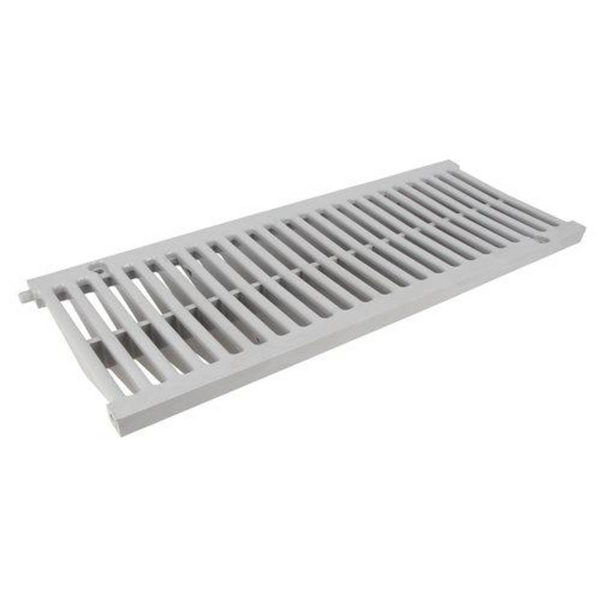 Grille PVC pour caniveaux de piscine - Connecto A15 Gris clair - largeur int. 150 mm - longueur 0.5 m