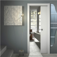 Système à galandage pour porte coulissante simple vantail - caisson pour plaque de plâtre - Scrignotech - porte de 203 cm x 80 cm - cloison finie 100 mm