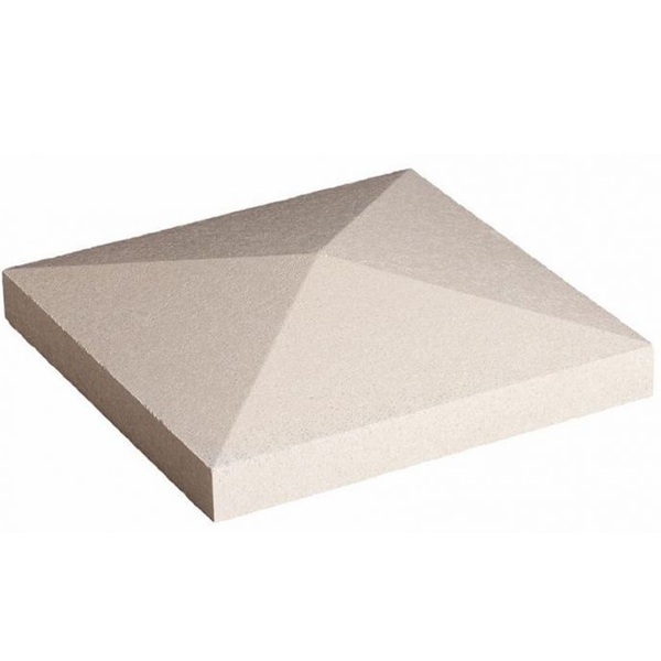 Chapeau de pilier à pointe de diamant en béton décoratif - Blanc - 50,0 CM x 50,0 CM x 10,00 CM