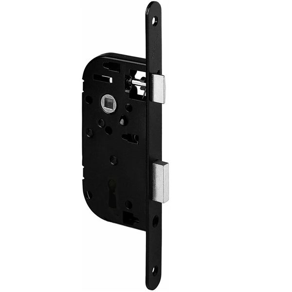 Serrure à encastrer Abus à clé en L pour porte intérieure - axe 40 mm entraxe 70 mm carré 7 mm - noire