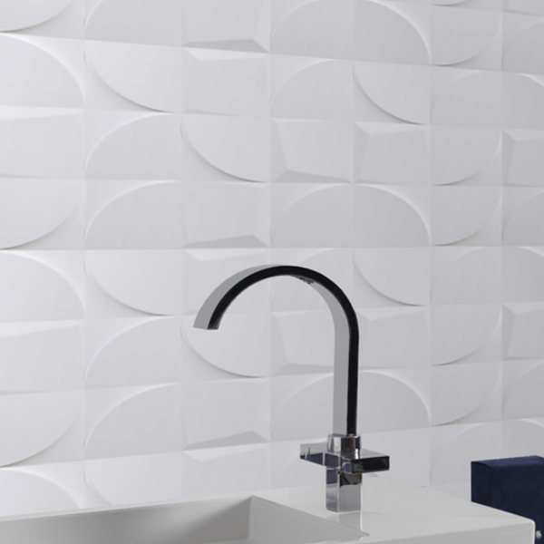 Faïence murale avec surface structurée brillante - Bianca Edilis - 90,0 CM x 30,0 CM - ép. 10,50 MM - Blanc