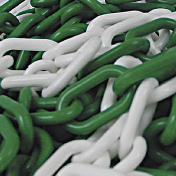 Chaîne plastique de signalisation Ø8mm - vert et blanc - Taliaplast - 25 mètres