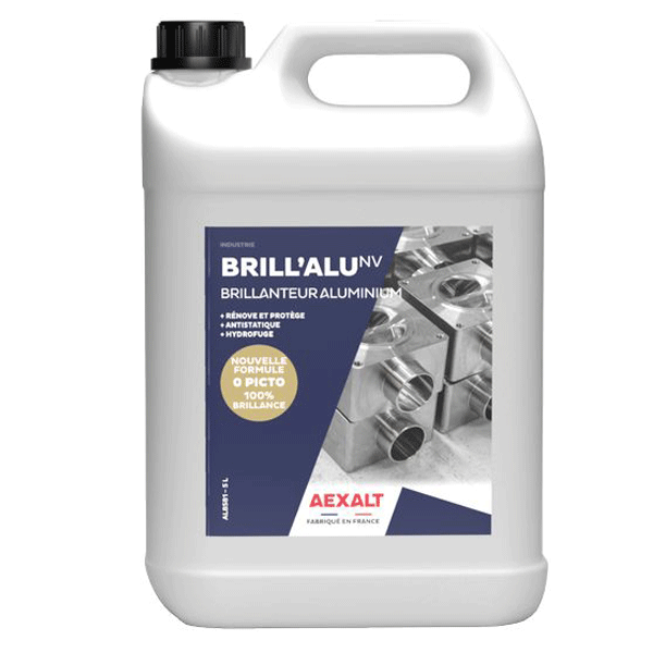 Rénovateur spécial aluminium BRILL'ALU - pouvoir antistatique et hydrofuge - Bidon de 5 litres