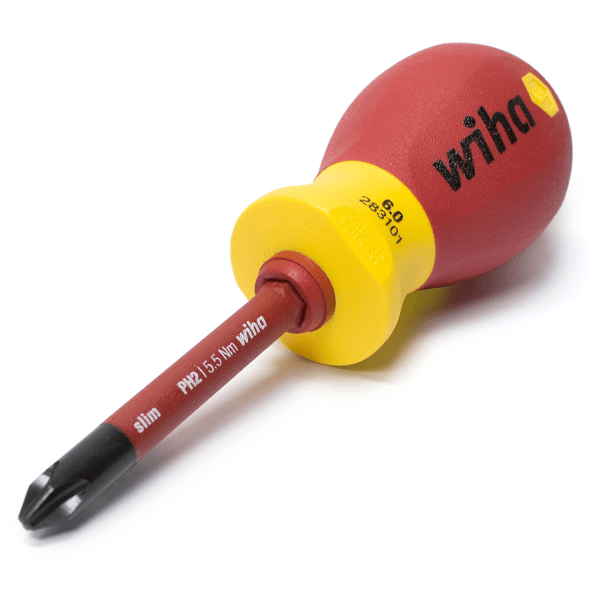 Tournevis porte-embout court isolé SoftFinish SlimVario Electric Stubby Wiha avec 3 embouts