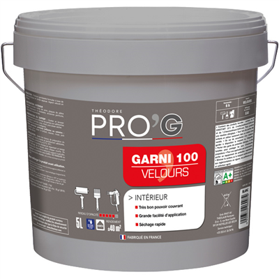 Peinture garnissante intérieure de finition Garni 100 Théodore Pro'G - Blanc Velours  - Pot 5L