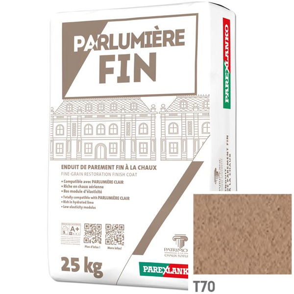 Enduit de parement à la chaux à grain fin Parexlanko Parlumière - Teinte T70 - Sac de 25 KG