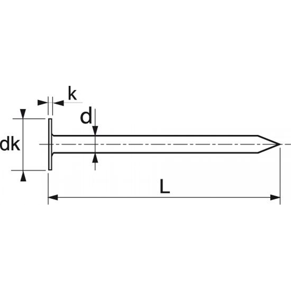 Pointe tête plate Inox A2 diamètre 1.6 Longueur 25 mm - Boite de 1 kg (2380 pointes)