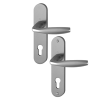 Ensemble poignée de porte clé en I - New York Hoppe - porte 38 - 47mm carré 7mm - Alu aspect inox