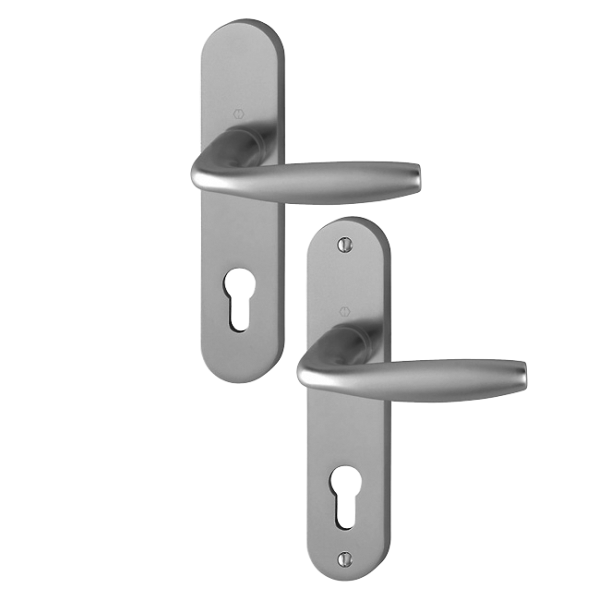 Poignée de porte clé en I - New York Hoppe - porte 38 - 47mm carré 7mm - Alu aspect inox