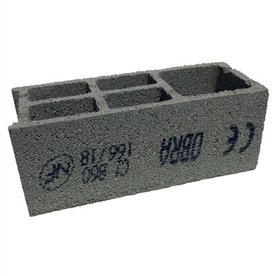 Bloc béton poteau 500x200x200 mm - B60 OBRA - 3 parois 5 trous