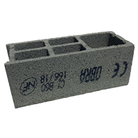 Bloc béton poteau 500x200x200 mm - B60 OBRA - 3 parois 5 trous