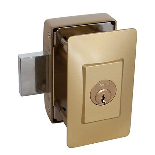 Verrou de porte sans vis apparentes avec bouton et cylindre 45 mm - Additiv VEC-S Abus Bronze - avec 4 clés et carte code