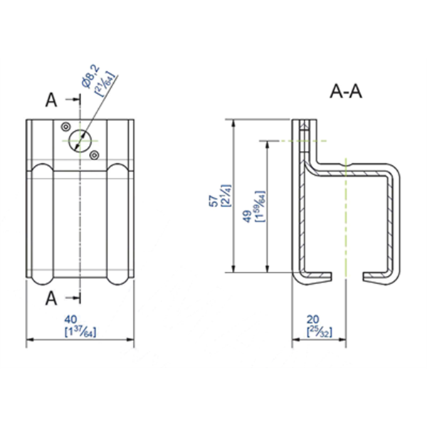 Support enveloppant fixation murale pour rail 3530 en acier zingué