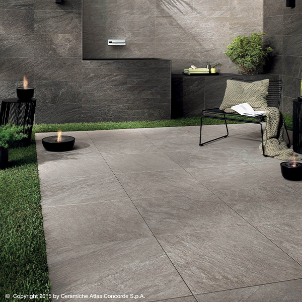 Carrelage sol extérieur effet "pierre" BRAVE - Grey - 60 CMx60 CM Ép.20 MM