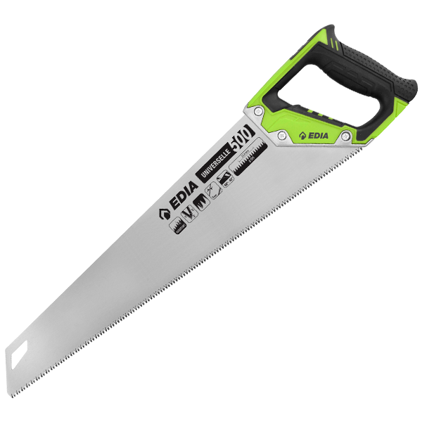 Scie égoïne à denture universelle Hardpoint Edia pour tout type de bois - longueur 500 mm - 8 dents/pouce