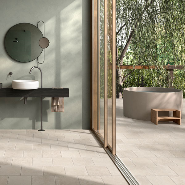 Carrelage extérieur antidérapant effet pierre en grès cérame - Pietra D'Itria - 60,4 cm x 60,40 cm  - ép. 8,2 mm - Sabbia