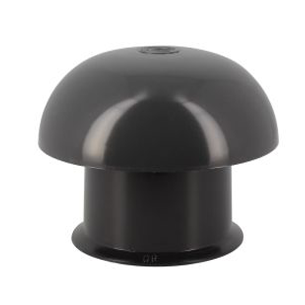 Chapeau de ventilation rond Nicoll - Diamètre 138,5 mm - Sortie 80 mm - Sans moustiquaire - PVC anti-UV - Gris anthracite
