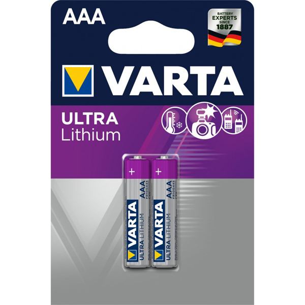 Piles Ultra Lithium AAA Varta tension 1.5V - 2 piles 6103301402