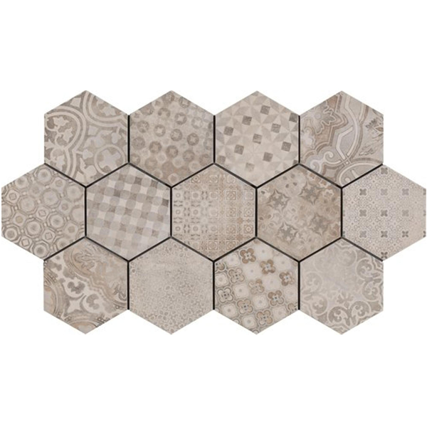 Carrelage intérieur grès cérame émaillé effet ciment Rewind Decoro Cementine - 21,0 cm x 18,0 cm - ép. 9,50 mm