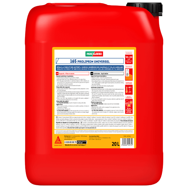 Primaire d'accrochage multi-supports poreux et fermés - intérieur/extérieur - 165 Proliprim Universel - Bidon de 20,0 ltr