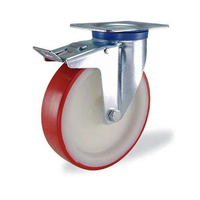 Roulette à platine pivotante avec frein - bandage polyuréthane - diamètre 125 mm - capacité 200 kg