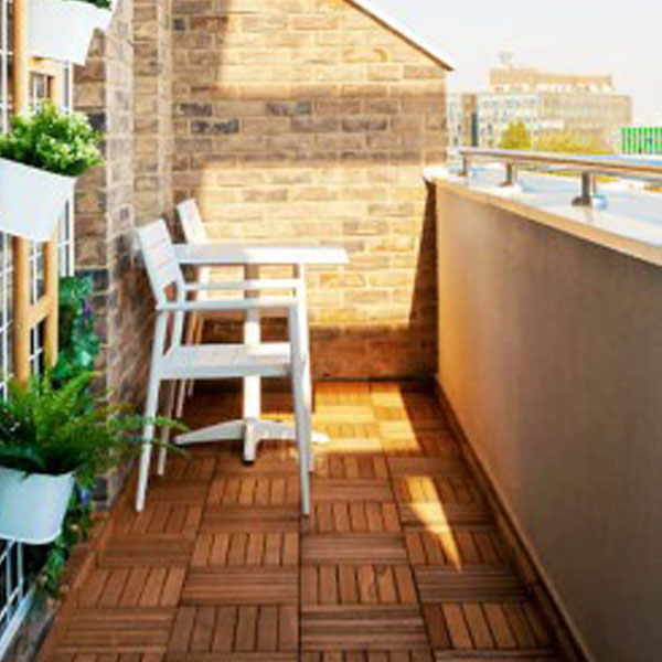 Dalle caillebotis bois exotique Padouk - Lames lisses - 100,0 cm x 100,00 cm - ép. 38 mm