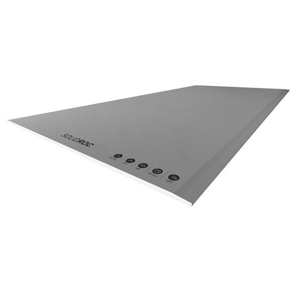 Plaque de plâtre hydrofuge très résistante et dépolluante - Solidroc Air BA13 Siniat - 2,60 M x 1,20 M - ép.12,5 MM