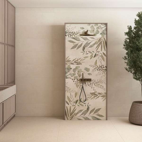 Carrelage mural pour salle de bains effet pierre - Portwall Plain lisse - 30 x 60 cm - ép. 8,5 mm - Blanc