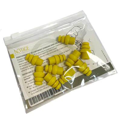 Embouts à ailettes de rechange pour protection auditive EarTech Access - Large Jaune - sachet de 5 paires