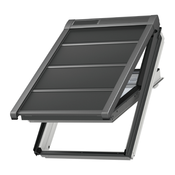 Volet roulant souple solaire SSS pour fenêtre de toit Velux MK04 - 78,00 cm x 98,00 cm - Gris anthracite
