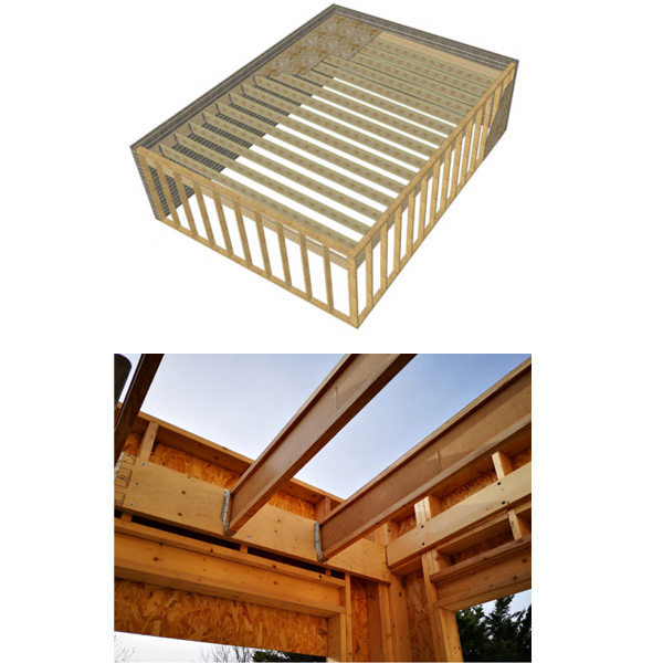 Poutre en I Inojoist pour mur plancher et charpente - bois non traité - 45 x 300 mm - longueur 13,00 M