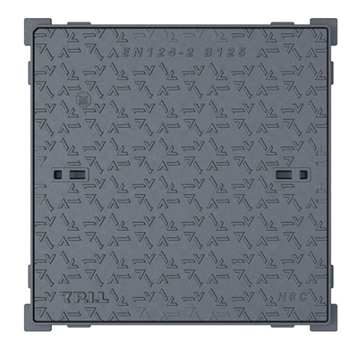 Regard de visite en fonte B125 avec surface antidérapante et garde anti-odeur - ouverture libre 500,0 mm x 500,0 mm