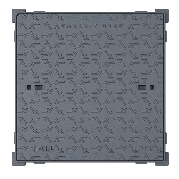 Regard de visite hydraulique en fonte B125 avec surface antidérapante et garde anti-odeur - ouverture libre 700,0 mm x 700,0 mm
