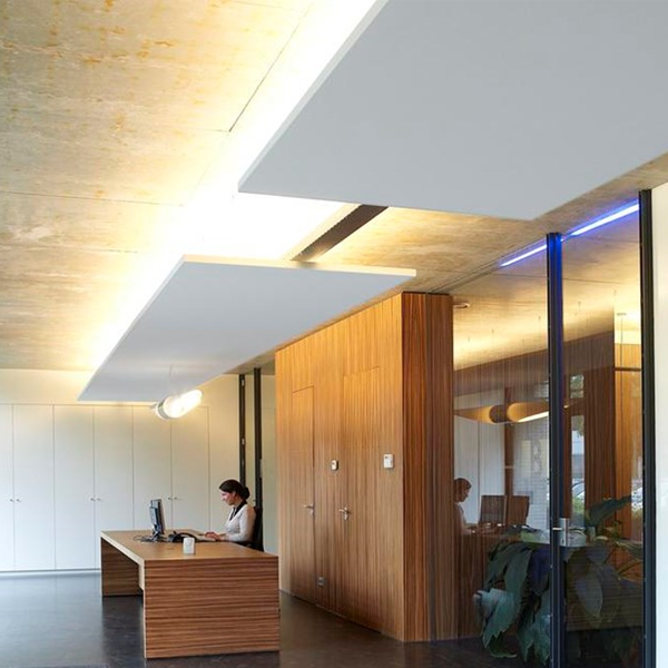 Îlot flottant acoustique Ecophon Solo Rectangle à suspendre - Blanc - 2400 MM x 1200 MM - ép. 40 MM - lot de 2