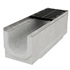 Caniveau en béton D400 BIRCOsir largeur 200,0 mm avec feuillures acier galvanisé et grille fonte double fentes D400 PMR - 1000 mm