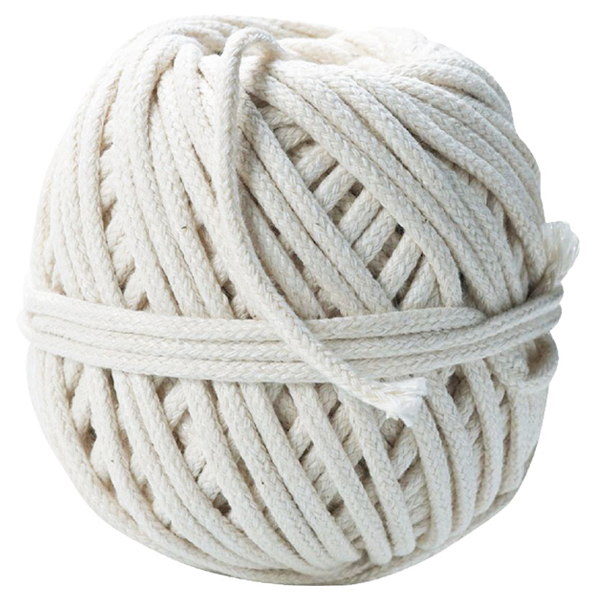Cordeau en coton tressé blanc résistance 22 kg diamètre 2.5 mm longueur 34 m