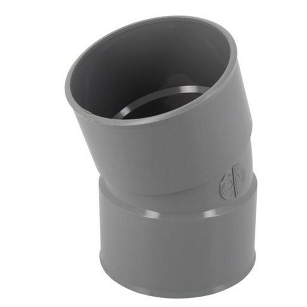Raccord coude femelle-femelle Ø 100 mm - Coudé à 20° - Nicoll - PVC Gris